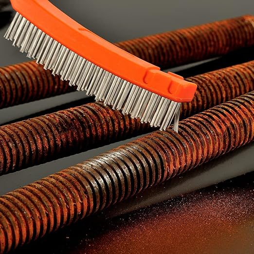 MAXMAN Wire Brushes, Stainless Steel Wire Brush and Carbon Steel Bristles Brush Set, Heavy Duty Wire Brushes for Cleaning Rust, Concrete, Wielding, Paint Removal, 14" Long Plastic Handle, Large,2 Pcs