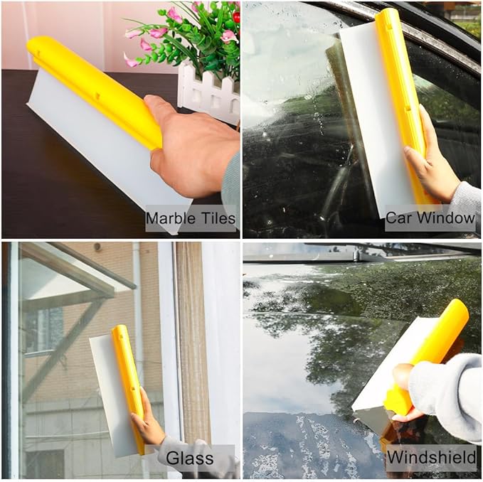 Car Squeegee,12 inch Silicone Automotive Water Wiper for Drying,Flexible Auto T-Bar Water Blade for car, Windshield, Glass, Window, Bathroom(Yellow)