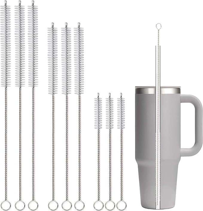 Straw Cleaner Brush Extra Long 14 inch for Stanley Cups 40,30,20oz, 8 inch Reusable Straw Cleaner for Baby Bottle, 12 inch Straw Brush Cleaner Kit, Pipe Cleaning Brush for Sippy Cup,Tumbler.
