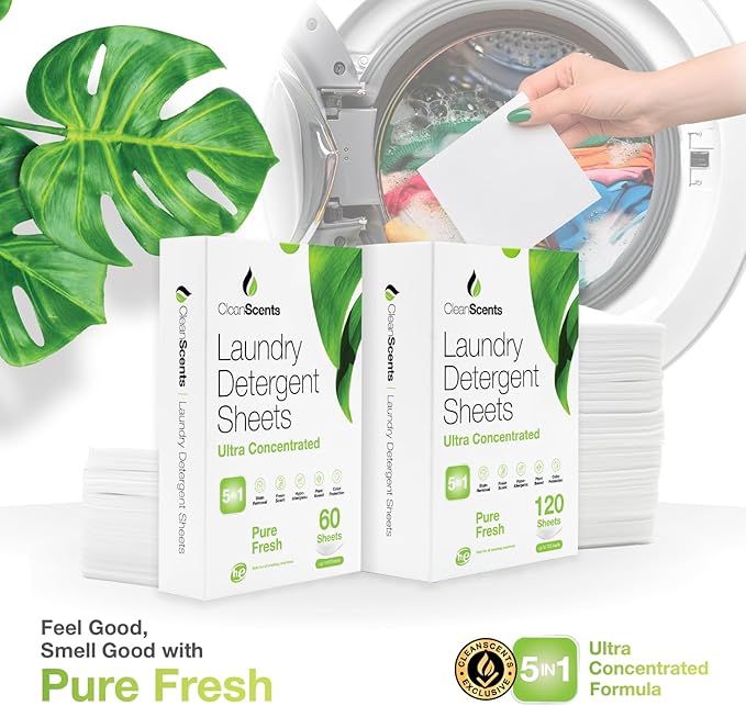 CleanScents Laundry Detergent Sheets (120 Sheets) (Pure Fresh)