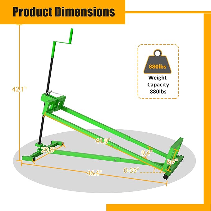 Riding Lawn Mower Lift Jack Lawn Mower Lift with 880 Lbs Weight Capacity Telescopic Maintenance Jack for Lawn mowers and Garden Tractors Green