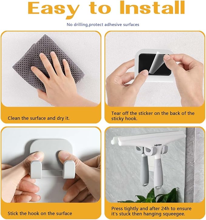 Silicone Shower Squeegee with Hook, Bathroom Squeegee for Shower Glass, Squeegee for Shower Doors, Mirror and Window, Shower Squeegee for Tile Shower Walls(10 inch, White & Gray)