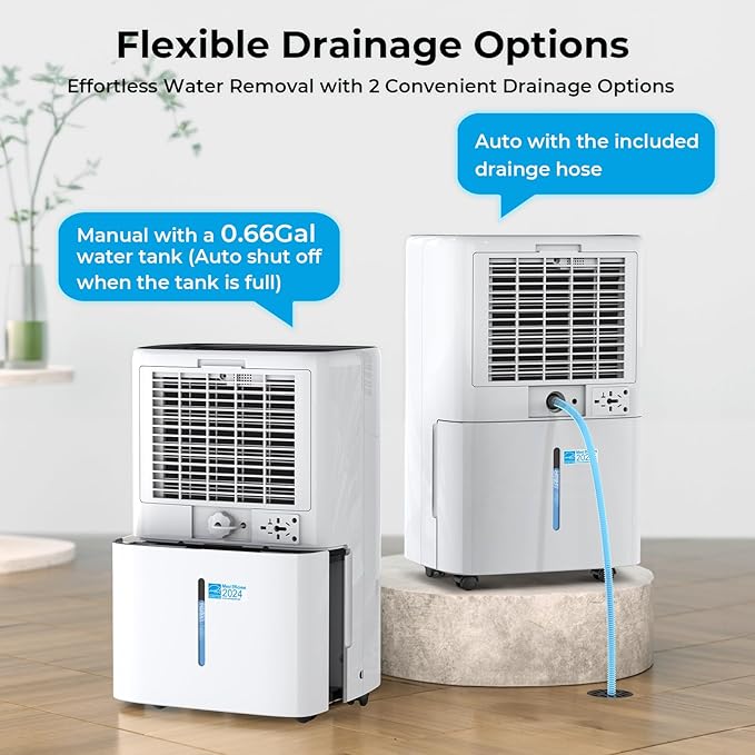 5000 Sq. Ft Dehumidifier for Basement, Max 52 Pints Dehumidifiers for Home & Large Room with Drain Hose, Manual & Auto Drainage, 4 Modes, Intelligent Humidity Control, 24H Timer, Auto Defrost