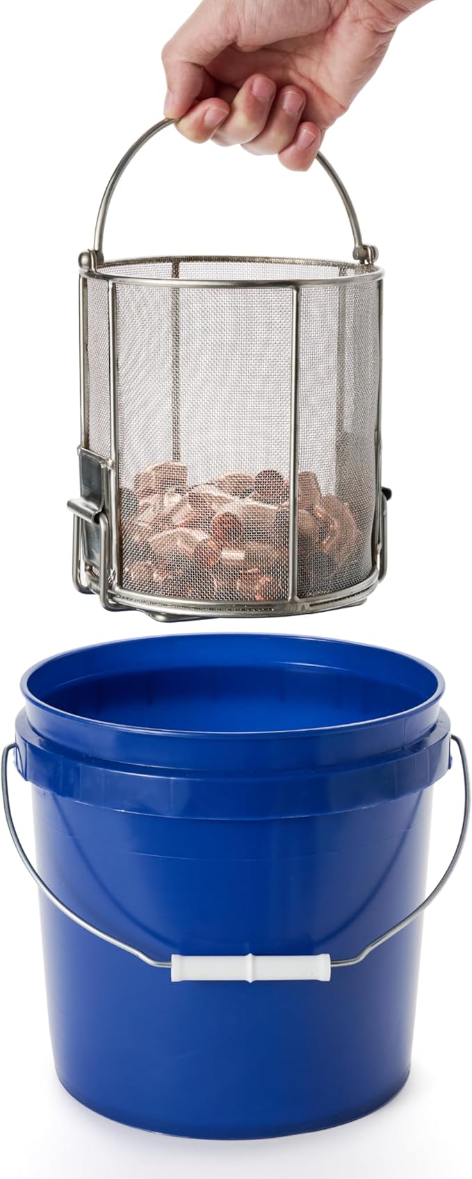 Dip N’ Drain – Stainless Steel Part Cleaning Strainer Basket for 2-Gallon Buckets (Bucket Included) | 1/32″ Mesh, Swing Handle, Perfect for Mechanics, Auto Parts, Garage, Shop & Home Workshop Cleaning
