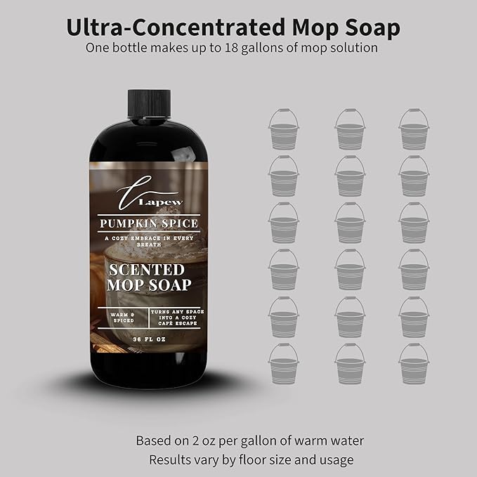 Luxury Floor Cleaner, Scented Mop Soap Concentrate | Hard Floor Cleaner for Tile, Vinyl, Laminate, LVP & Sealed Hardwood | Low-Foam, Streak-Free | 36 oz | Pumpkin Spice