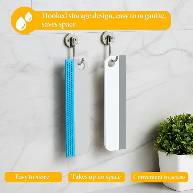 2 Pcs Mini Soft Rubber Mirror Squeegee Window Scrubber Scraper for Shower Glass Doors Cleaning Squeegee Tool Car Windows Windshield Mirror Tile Cleaner