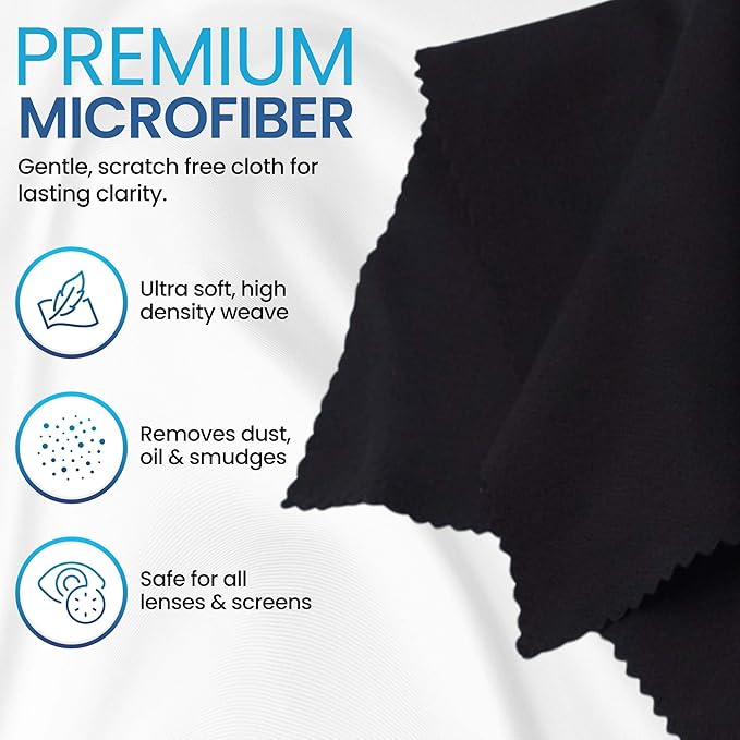 Purity Eyeglass Lens Cleaner Spray Kit - 3 x 8oz Lens Cleaner Spray Bottle + 2 Microfiber Cloth for Cleaning - Safe for All Lenses (AR Coated Included), Eyeglasses and Screens