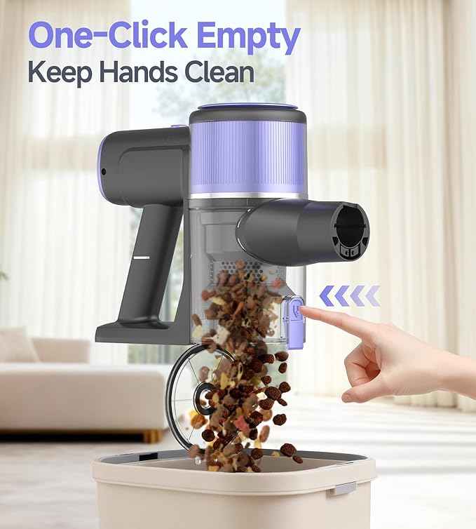 N17 Cordless Vacuum Cleaner, Upgraded Lightweight Stick Vacuum for Home, Max 45mins Runtime, Powerful Suction, Self-Standing, Anti-Tangle, Rechargeable Vacuum for Hard Floors Carpets Pet Hair