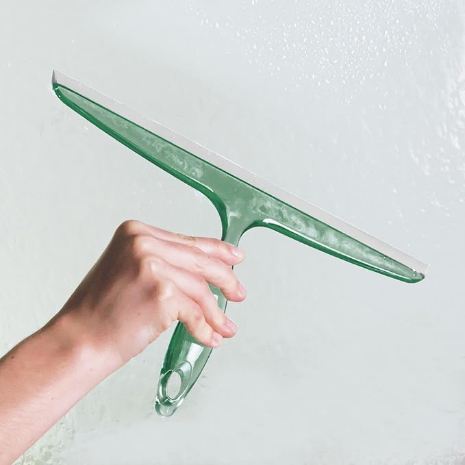 iDesign Bathroom Plastic Shower Squeegee with Wall Hook - Set of 2 - Clear/Green