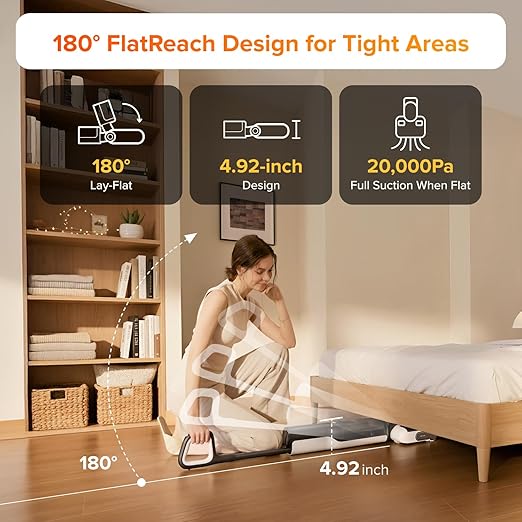 roborock F25 LT Wet Dry Vacuum Cleaner and Mop, 20000Pa Cordless Vacuum Mop Combo, 194°F High Temperature Self Cleaning & Hot Air Flash Drying, 180° Lie-Flat Hard Floor Cleaner, Edge to Edge Cleaning