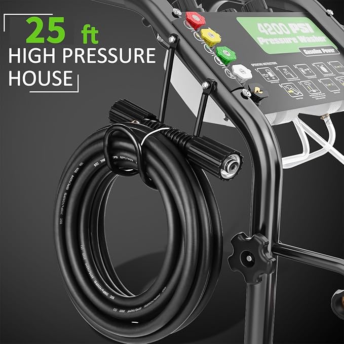 4200PSI Gas Pressure Washer 4.0GPM Gas Power Washer Gas Powered Washing Machine Commercial High Pressure Washer with 25ft Hose&5 Spray Nozzles for Patio Garden Yard Vehicle,EPA/CARB/ETL (Black)