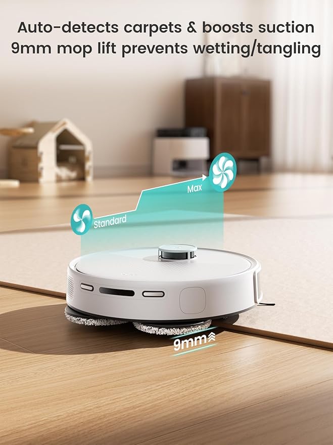 Lefant M3 Robot Vacuum, Auto Mop Washing, 12000Pa Suction, Self-Emptying & Refilling, 9mm Mop Lifting, 200RPM Spinning Mops, Smart Obstacle Avoidance, White