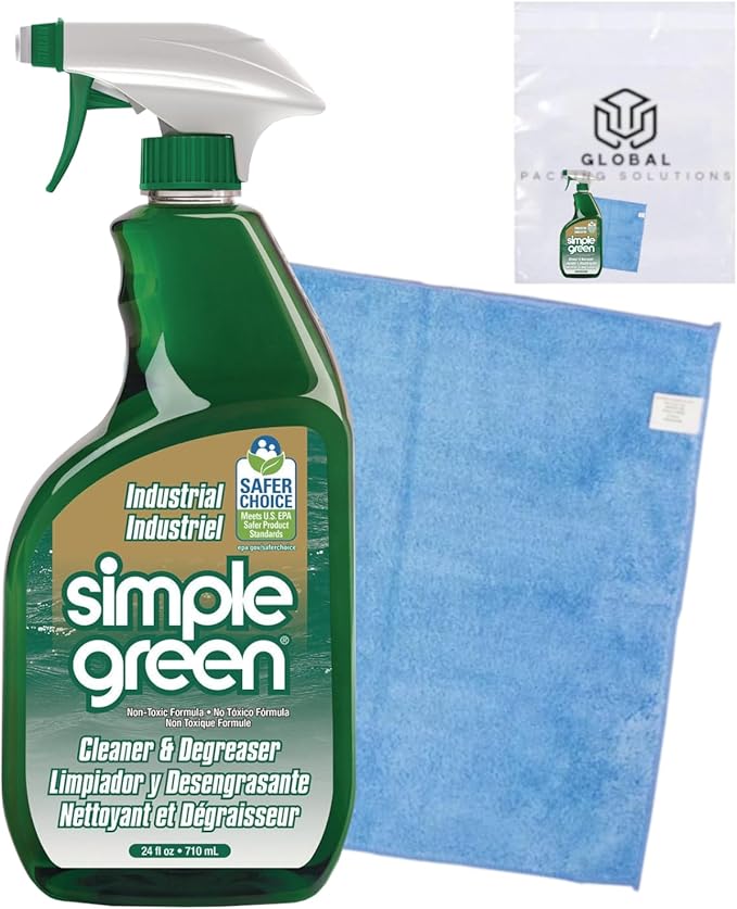 Simple Industrial Degreaser Cleaner, Concentrated, 24 Fl Oz bundled with Micro Fiber Cloth
