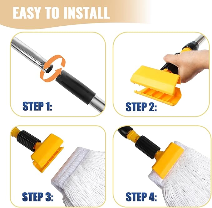 2 Pack 20oz Heavy Duty Commercial Industrial Cotton Mop Replacements Head with Long Handle, Loop-End String Wet Mop Refills, Applies to Garage, Workshop and Warehouse Floor Cleaning