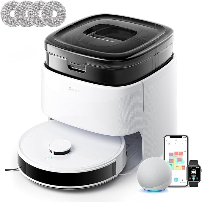 Lefant LiDAR Robot Vacuum and Mop, 15000Pa Suction, 90-Day Self-Emptying, Obstacle Avoidance, Auto Mop Washing&Drying, All-in-One for Pet Hair Carpet, 5G WiFi Alexa/APP/iWatch Control, M3