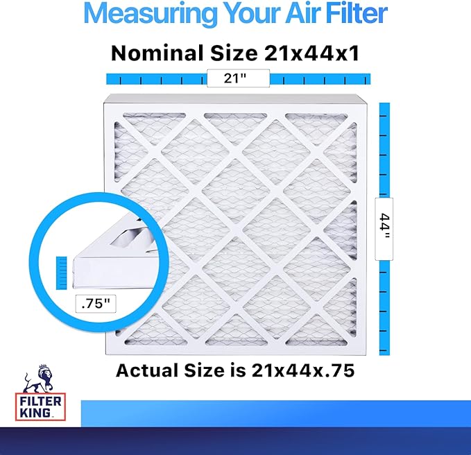 Filter King 21x44x1 Air Filter | 4-PACK | MERV 8 HVAC Pleated A/C Furnace Filters | MADE IN USA | Actual Size: 21 x 44 x .75"