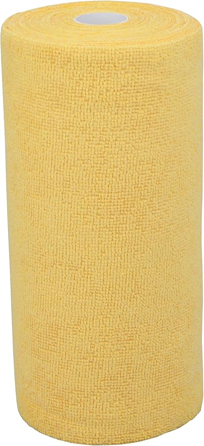 HOPESHINE Microfiber Cleaning Cloth Roll 50-Pack Reusable Paper Towels Washable for Cars Care Wash Supplies Kitchen Dish Rags House Window Cleaning Cloths Lint Free Tear Away Ultra Absorbent (Yellow)