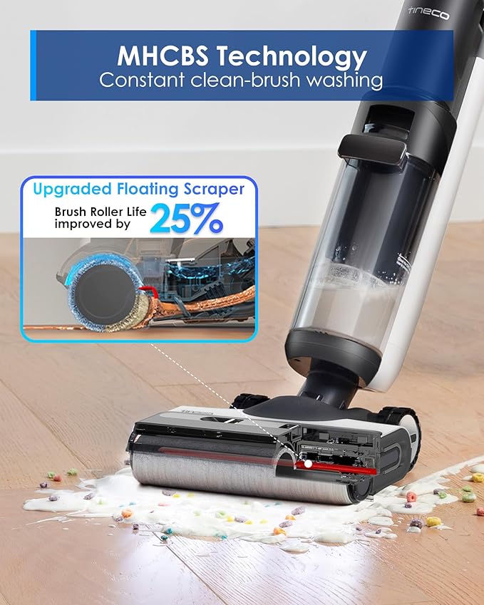 Tineco Floor ONE Switch S7 Wet Dry Vacuum Cleaner, Smart Floor Washer Multi-Function, Self-Cleaning, Extended Battery Lifespan 65Min Runtime, ZeroTangle Brush Dual-Edge Cleaning, Whole-House Cleaning