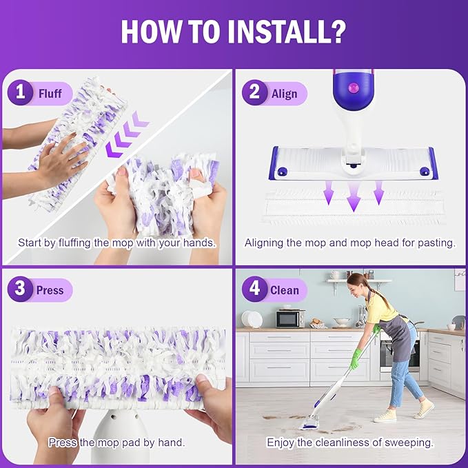 15 Pack Disposable Moping Pads Refills for Power Mop™ Multi-Surface Mop and PowerMop™ Wood Mop, Replacement Mop Pads for Floor Cleaning