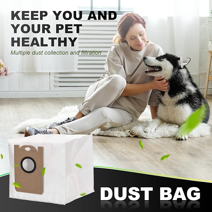Dust Bags for iHome Nova - for Kyvol Cybovac S31 - for Uoni V980 Plus Q6 - for M7 Pro M8 Max - for Neabot NoMo N1+/N1 Plus/N2 Robot Cleaner -2.5L Capacity Disposable Replacement Vacuum Bags-12 Pack