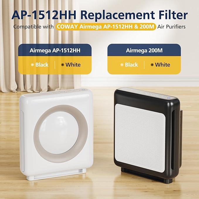 AP-1512HH & 200M Pet Filter Set for Coway Airmega AP-1512HH and Airmega 200M Air Purifi-ers, 2 Pet Deodorization Filters and 1 HEPA Filter, 3 Pack, Pink