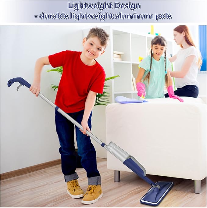 Spray Mops for Hardwood Floor Cleaning - MEXERRIS Microfiber Wet Dust Mops with 4 Reusable Pads 2 Refillable Bottles - Wood Floor Mop Home Commercial Mops for Hardwood Tile Wood Laminate Vinyl