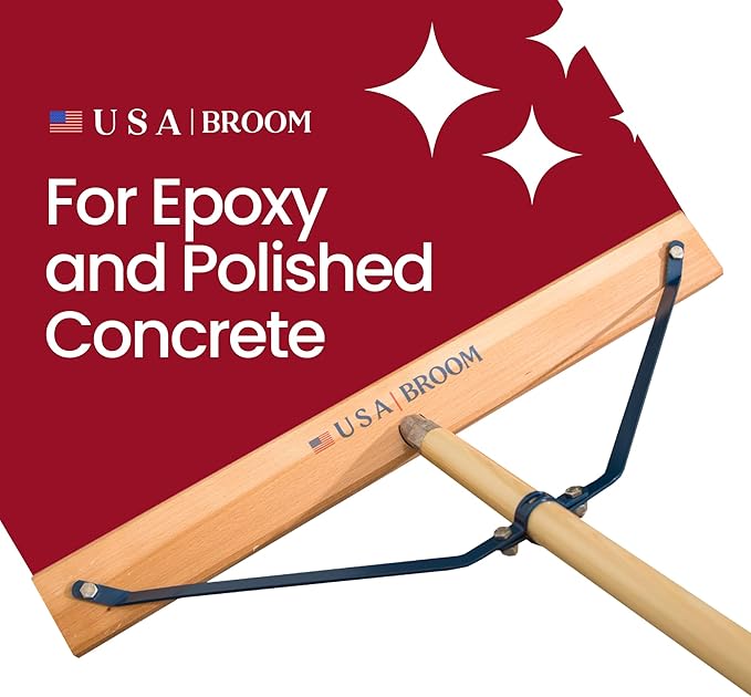 1-Pack - 36" Soft/Fine Sweep Indoor Push Broom with 60" Handle. Ideal for Epoxy & Polished Floors. Durable American Made Steel Brackets-All Stainless Steel Hardware. No Plastic. 100% USA Made