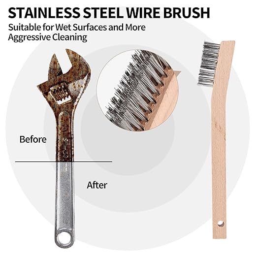 Wood Handle Wire Scratch Brush Sets (18, 18Pack-7in Stainless Steel Small Wire Scratch Brushes with Beech Wood Handle)