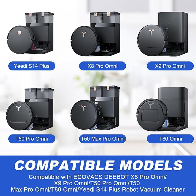Dust Bags Compatible with Ecovacs Deebot X8 Pro Omni/T50 Pro Omni/T50 Max Pro Omni/T80 Omni/X9 Pro Omni/Yeedi S14 Plus Robot Vacuum,3.5L Liter Activated Carbon Vacuum Bags - 6 Pack