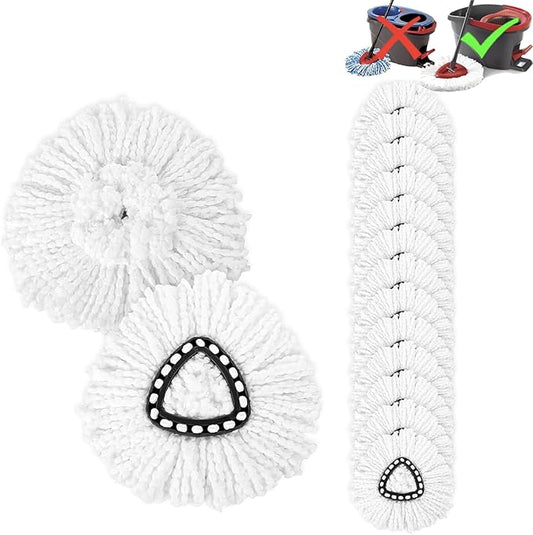 15-Pack Spin Mop Superior Replacement Heads – Compatible with O-Cedar EasyWring and Other Spin Mops, Durable and Washable Refills for Effortless Floor Cleaning - iDeaology
