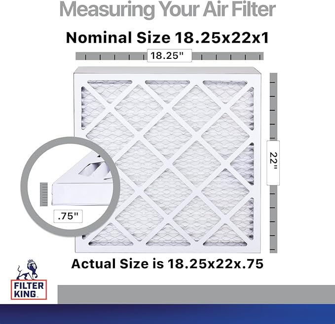 Filter King 18.25x22x1 Air Filter | 4-PACK | Carbon MERV 8 HVAC Pleated A/C Furnace Filters | MADE IN USA | Actual Size: 18.25 x 22 x .75"