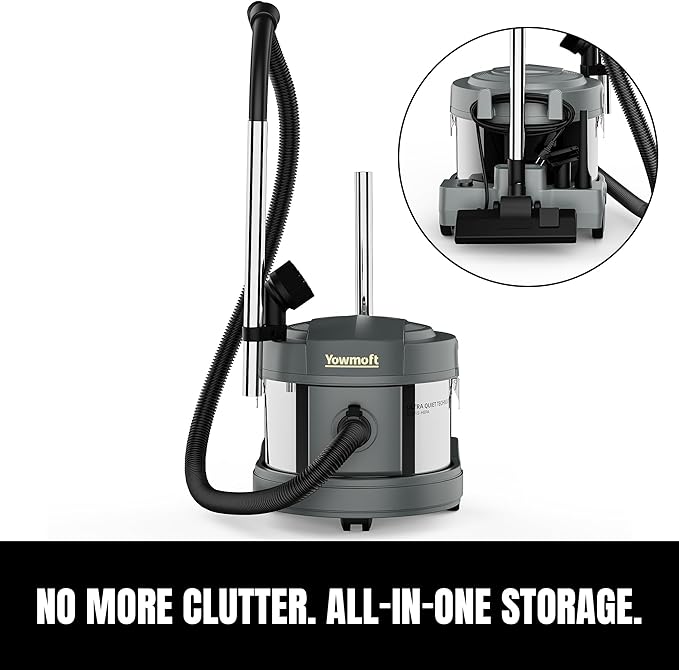 4 Gallon Canister Vacuum, 800W Ultra-Quiet Canister Vacuum Cleaner, 35Ft. Cord, Model SCQ15-HEPA, Gray-Gold