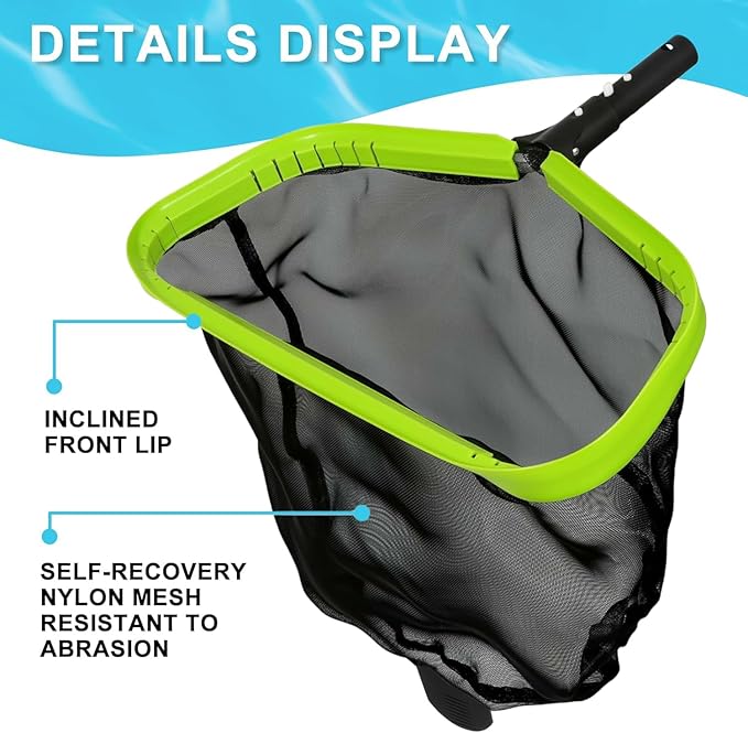 Sepetrel Pool Net,20 Inch Professional Swimming Pool Leaf Skimmer Nets for Cleaning with Nylon Deep Bag,Heavy Duty Aluminum Frame & Handle Rake(Pole Not Included)