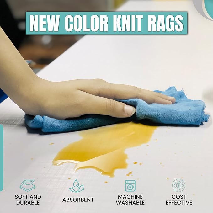 Premium Color Knit Cleaning Cloths (5 lbs. Compressed Box) – Shop Rags Bulk for Workshops, Mechanics, Painters, and Home Use, Multipurpose Cotton T-Shirt Rags
