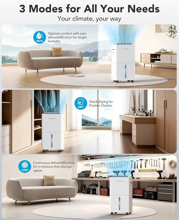 1,500 Sq. Ft Dehumidifier for Basement, 21 Pints Dehumidifiers for Home with Drain Hose, Quiet Operation, Smart Humidity Control, Auto Defrost, 24H Timer, Portable for Bedroom, RV, Bathroom