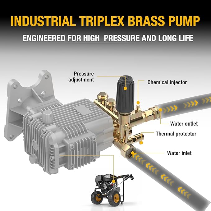 Poulan Pro Gas Pressure Washer, 4400 PSI & 4.2 GPM, 420cc Power High Pressure Washer with 50ft Hose and 12-inch Wheels, 31" Spray Lance, 5 Nozzles for Cars Driveways Patios Fences Daily Cleaning