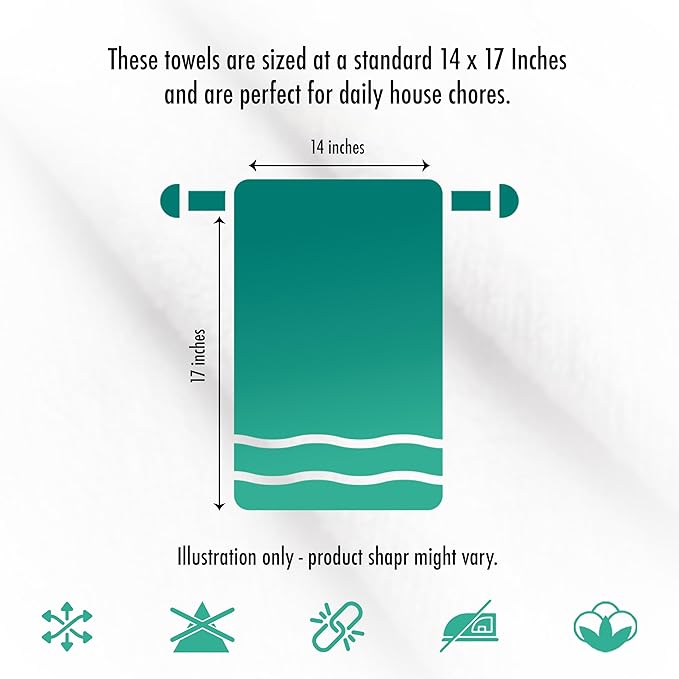 ZUPERIA Terry Towels Pack of 120 (14" X 17" Inches) 100% Cotton Terry Barmop Towels - Absorbent & Durable Bar Rags, Multipurpose Cleaning Rags for Home, Automotive & Garage Cleaning Supplies (White)