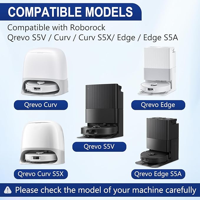 34 PCS Qrevo S5V Replacement Accessories for Roborock Qrevo Curv / S5X / Edge/Edge S5A / Qrevo S5V Robot Vacuum, 2 Mainbrush, 6 Scent Tablets, 4 HEPA Filters, 6 Dust Bags, 6 Mop Pads, 6 Side Brush