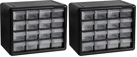 Akro-Mils 16-Drawer Plastic Storage Cabinet | 10-1/2 x 6-1/2 x 8-1/2 Inch | Black | Model 10116 | Garage Organization