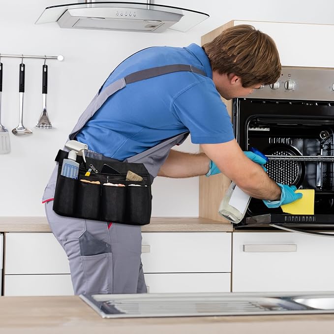 Window Cleaning Belt, Oxford Cloth Tool Apron with Multi-pocket, Adjustable Gardening Belt for Janitorial, Custodial, Housekeeping