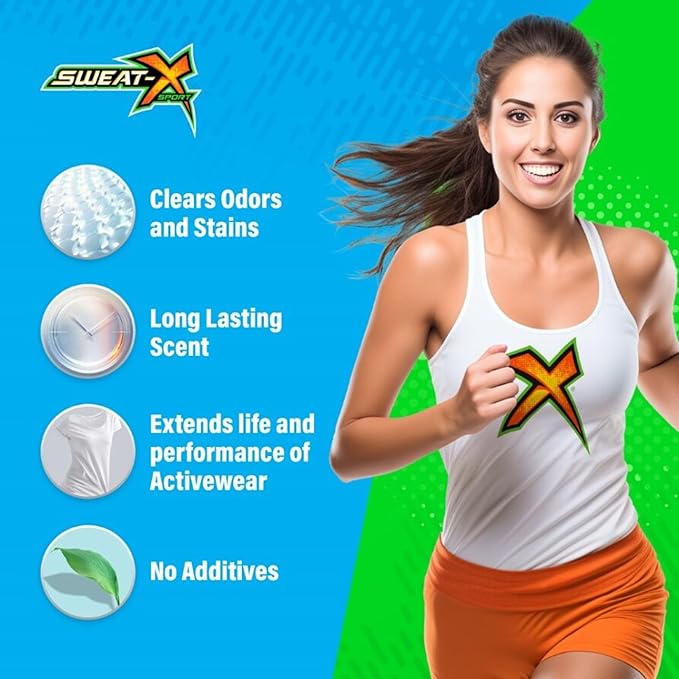 SWEAT X Max Odor Defense Laundry Detergent Liquid - Natural Washing Detergent for Activewear & Gym Clothes - Laundry Detergent for Sensitive Skin - Concentrated Detergent, 45 Loads/Bottle (2 Bottles)