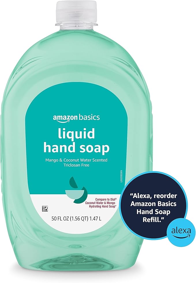 Amazon Basics Liquid Hand Soap Refill, Mango and Coconut Water Scent, Triclosan-Free, 50 Fl Oz (Pack of 1) (Previously Solimo)