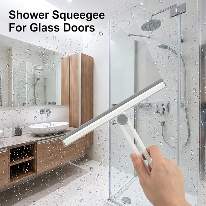 11-Inch All-Purpose Foldable Shower Squeegee with 180° Rotating Head for Shower Glass Door, Tile Walls, Bathroom, Window, Mirror, Car and Kitchen