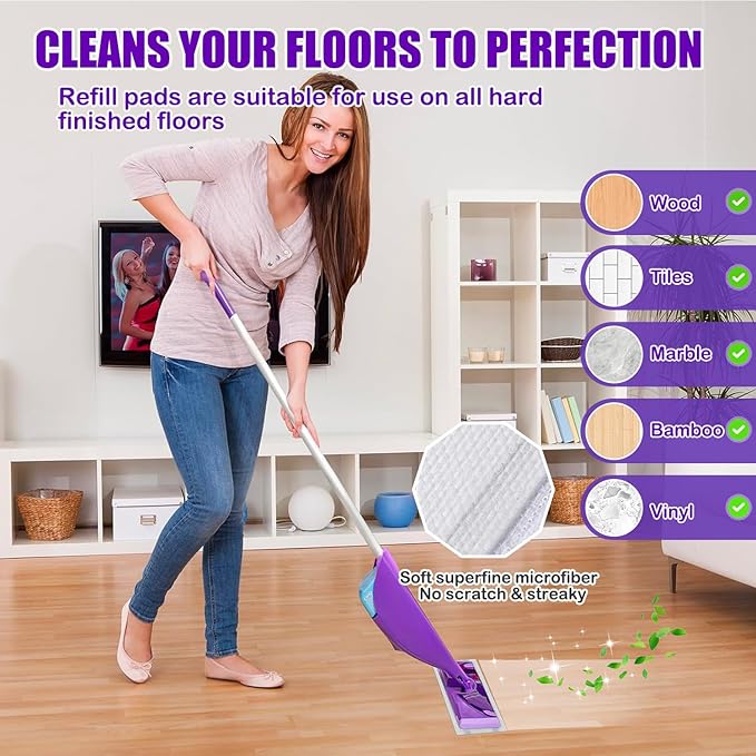40 Count Mop Pad Refills for Swiffer Wet Jet Spray Mop, Disposable Multi Surface Wet Jet Mopping Pads for All Hardwood Floor Cleaning, 4 Layers Thickened | Super Heavy-Duty Absorbent | Stickiness.