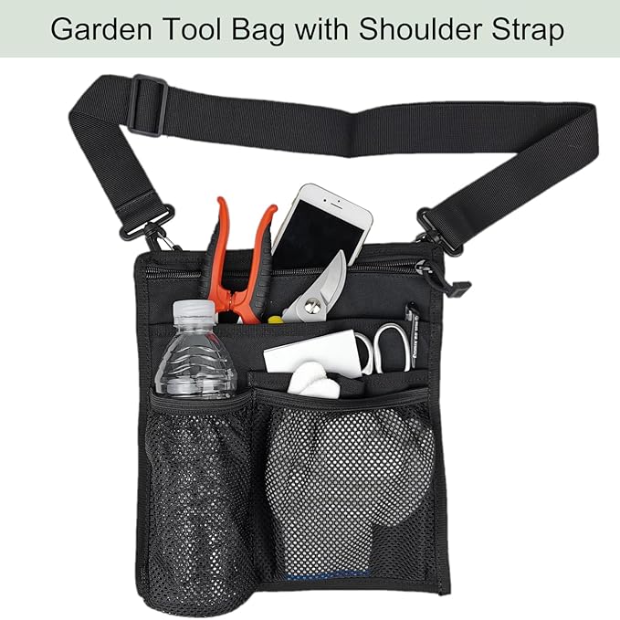 Gardening Apron Garden Tool Belt for Women With Pockets Utility Tool Waist Bag Cleaning Apron for Teacher Sever DIY Work Waitress with Adjustable Belt and Shoulder Strap