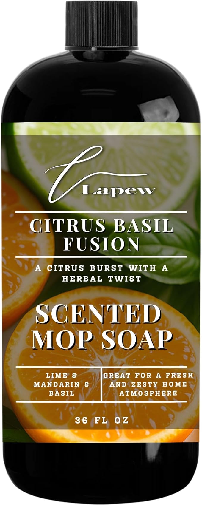 Luxury Floor Cleaner, Scented Mop Soap Concentrate | Hard Floor Cleaner for Tile, Vinyl, Laminate, LVP & Sealed Hardwood | Low-Foam, Streak-Free | 36 oz | Citrus Basil Fusion
