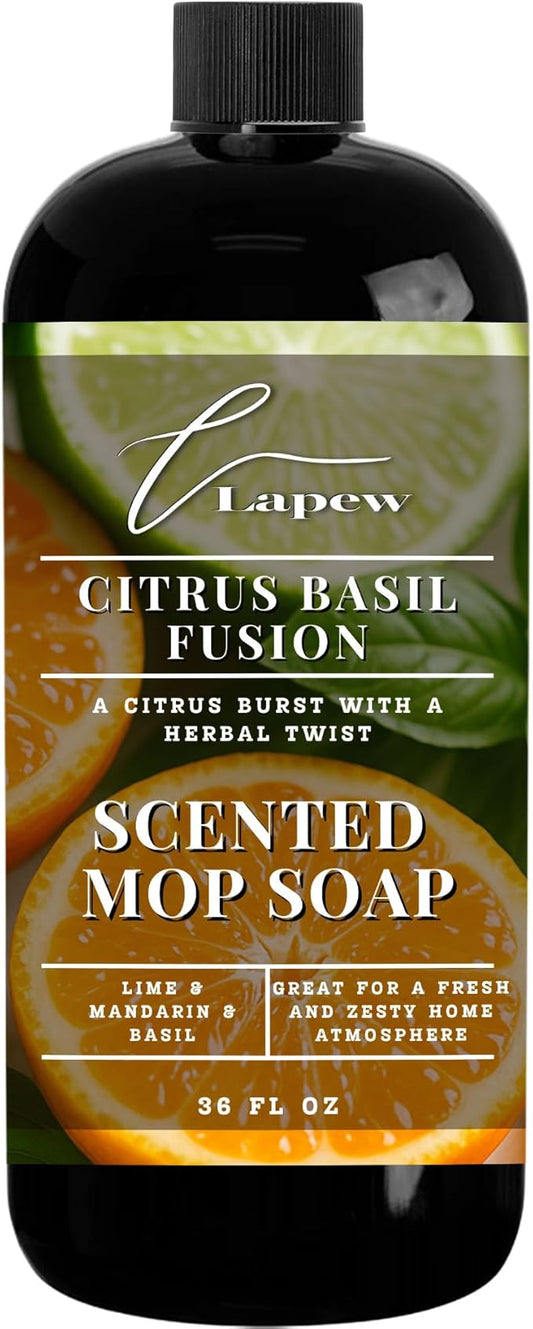 Luxury Floor Cleaner, Scented Mop Soap Concentrate | Hard Floor Cleaner for Tile, Vinyl, Laminate, LVP & Sealed Hardwood | Low-Foam, Streak-Free | 36 oz | Citrus Basil Fusion