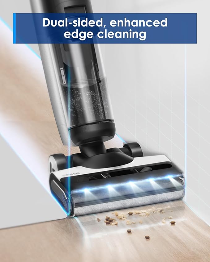 Tineco Floor ONE S7 FlashDry Smart Cordless Wet Dry Vacuum Cleaner, Long Runtime, Great for Sticky Messes, Self-Cleaning, 158℉Hot Air FlashDrying, Dual-Sided Edge Cleaning, Extended Battery Lifespan