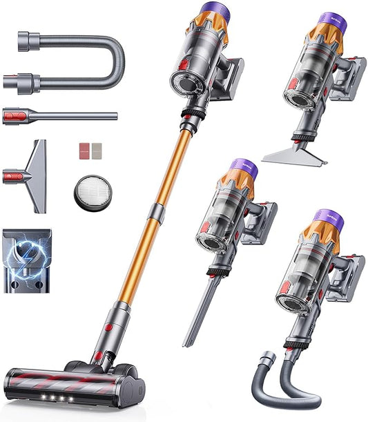 Cordless Vacuum Cleaner, 650W 55KPA 70Mins Vacuum Cleaners for Home,Stick Vacuum with Self-Standing ,Wall Mount Dock, 3.3Ft Hose,Aromatherapy, Household Vacuum for Pet Hair/Carpets/Hardwood（X7A Pro）