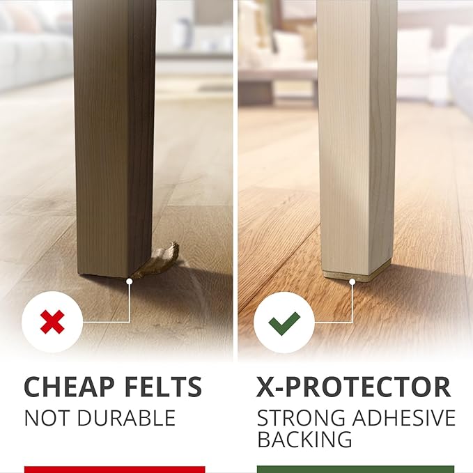 X-PROTECTOR Felt Furniture Pads - 48 PCS 1" - Felt Pads Floor Protectors - Chair Felt Pads - Felt Pads for Furniture Feet - Furniture Pads for Hardwood Floors - Protect Your Floors! (Beige, Square)